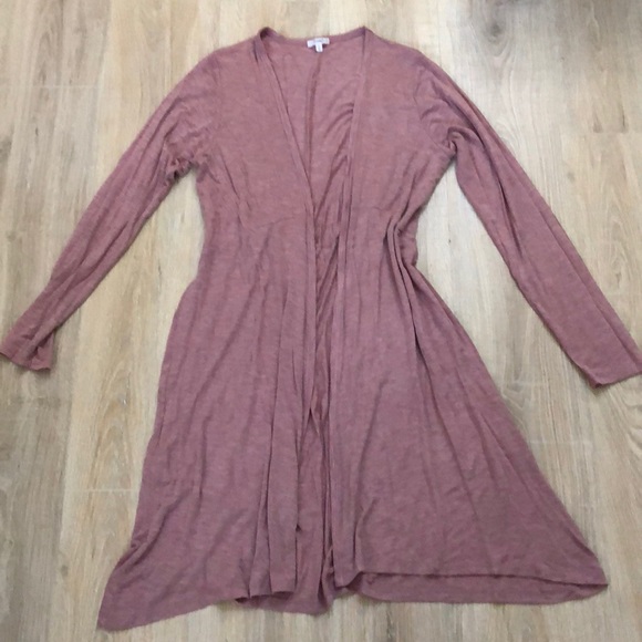 MAUVE PINK DUSTER LONG CARDI - Picture 2 of 4
